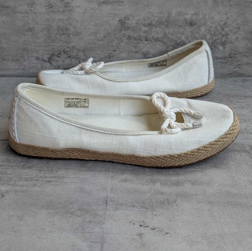 UGG Syleste Espadrille Women's Seagull White Canvas Slip On Flats Loafers Shoe 7